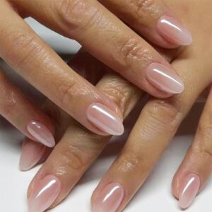 أظافر صناعية لوزية متوسطة لامعة مع لاصق، 30 قطعة