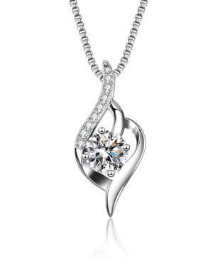 pendant necklace للنساء من الفضة الإسترليني 925، تصميم قلب أنيق
