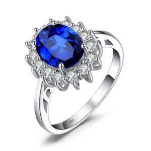 خواتم خطوبة من الأحجار الكريمة Class Gemstone Princess Diana Kate Middleton للنساء، بلاتين 14K أبيض أصفر وردي 925 فضة إسترليني